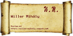 Willer Mihály névjegykártya